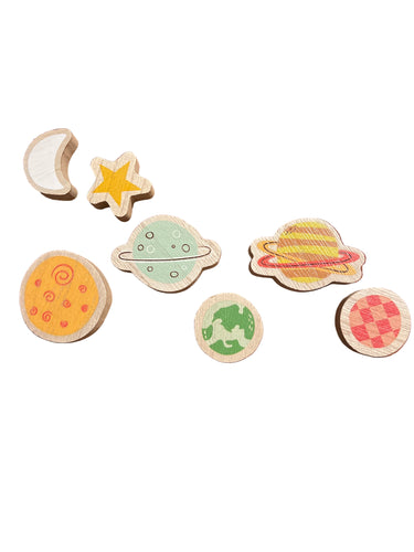 Planets, star and moon