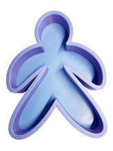 Load image into Gallery viewer, A blue and pink 3D printed sandtray shaped like a stylized person.