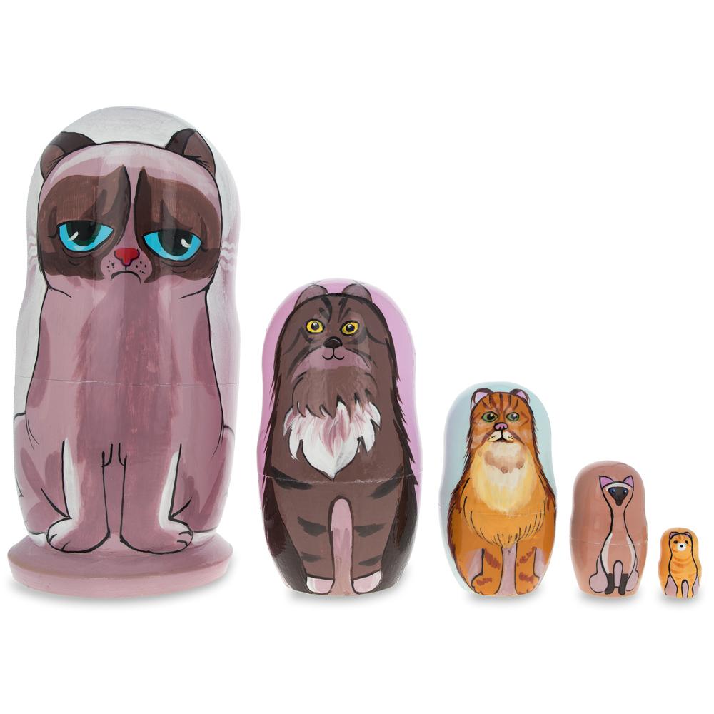 Nesting Dolls Set of 5: Sad Cat & Friends