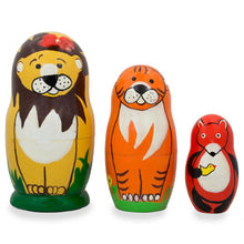 Load image into Gallery viewer, Nesting Dolls:  Set of 3 Lion, Tiger, and Fox