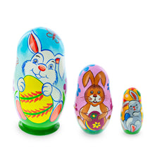 Load image into Gallery viewer, Set of 3 Nesting Dolls Bunnies and Easter Eggs