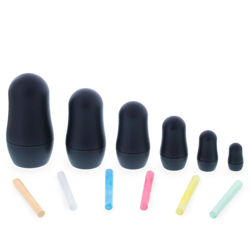 Nesting Doll Set of 6: Chalkboard Plastic with Color Chalks included