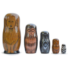 Load image into Gallery viewer, 5 Dogs Wooden Nesting Figurines 6.5 Inches