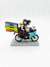 Load image into Gallery viewer, Couple on motorcycle with pride flag