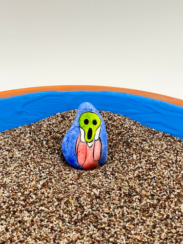 Person with green face
