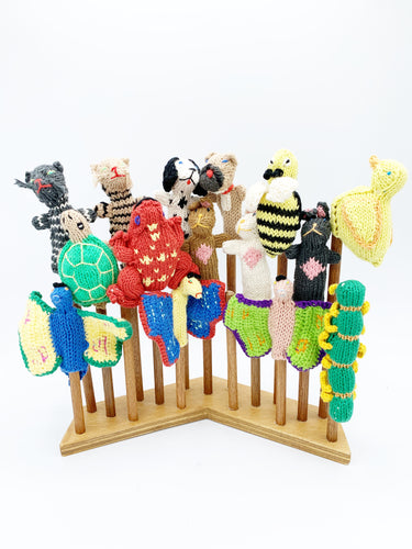 Finger puppets of animals and creatures found at home