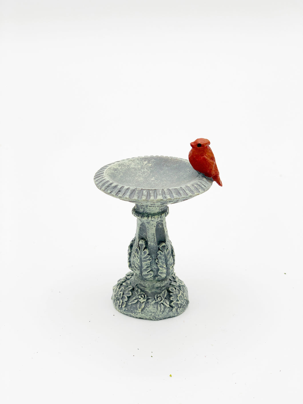 Bird Bath with Cardinal